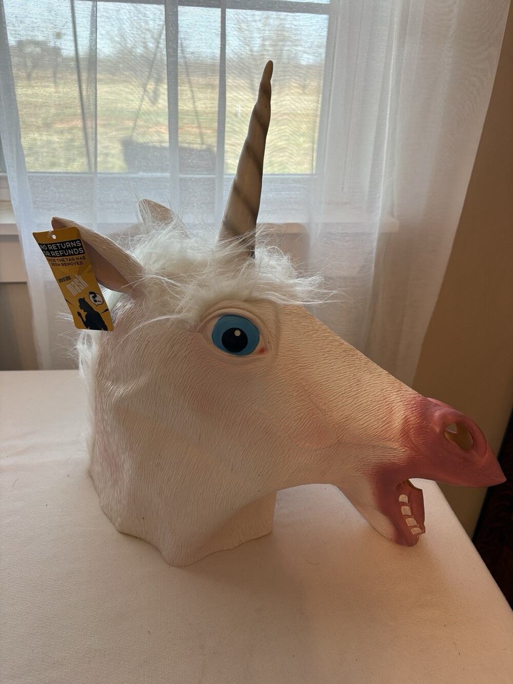 Magical Unicorn Mask Deluxe Full Face Horse Head Latex Rubber Animal Costume